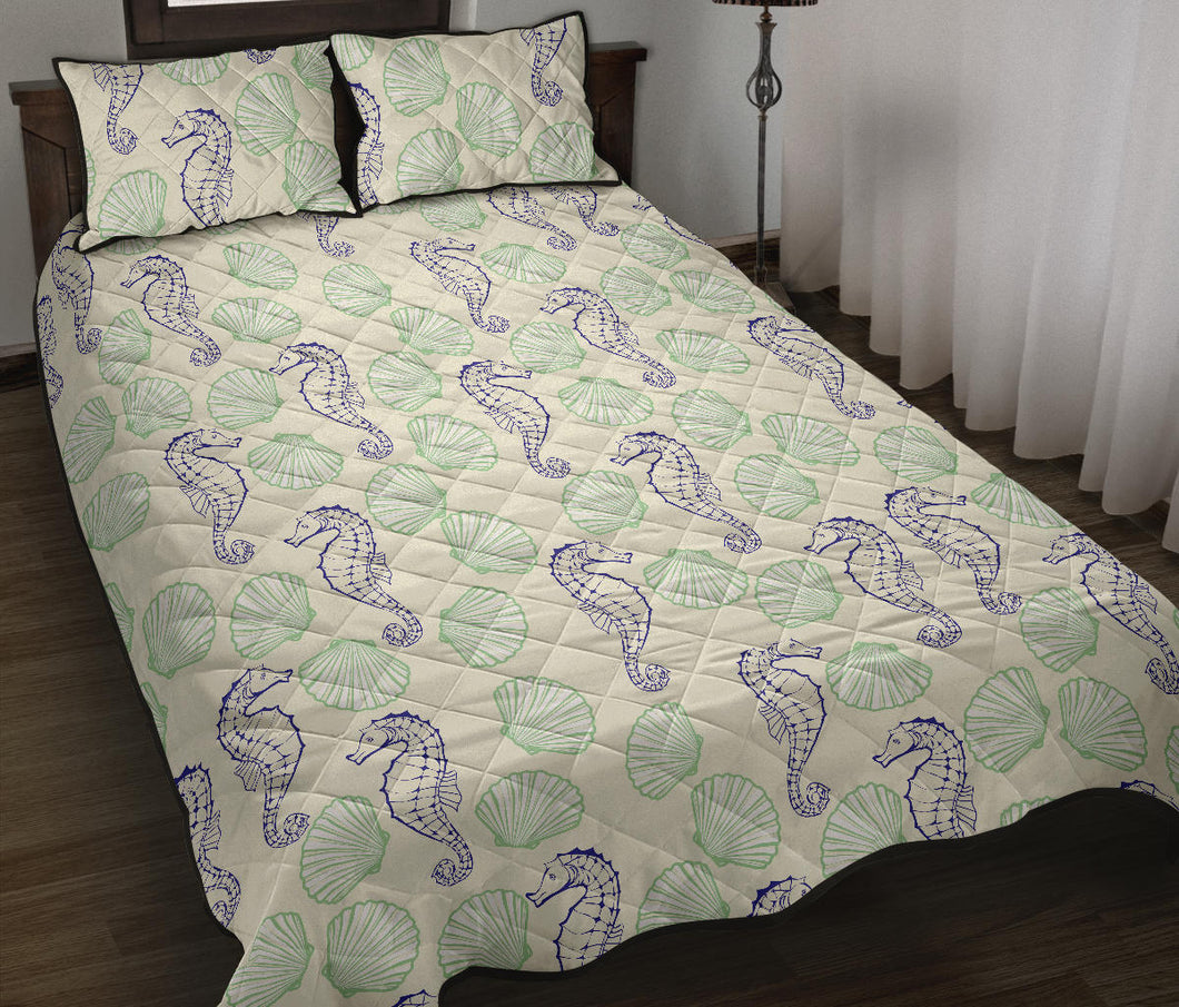 Seahorse shell pattern Quilt Bed Set