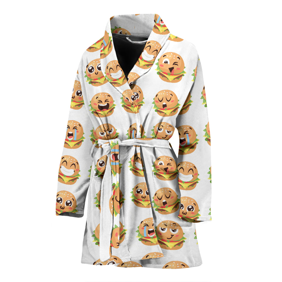 Hamburger Pattern Print Design 04 Women's Bathrobe