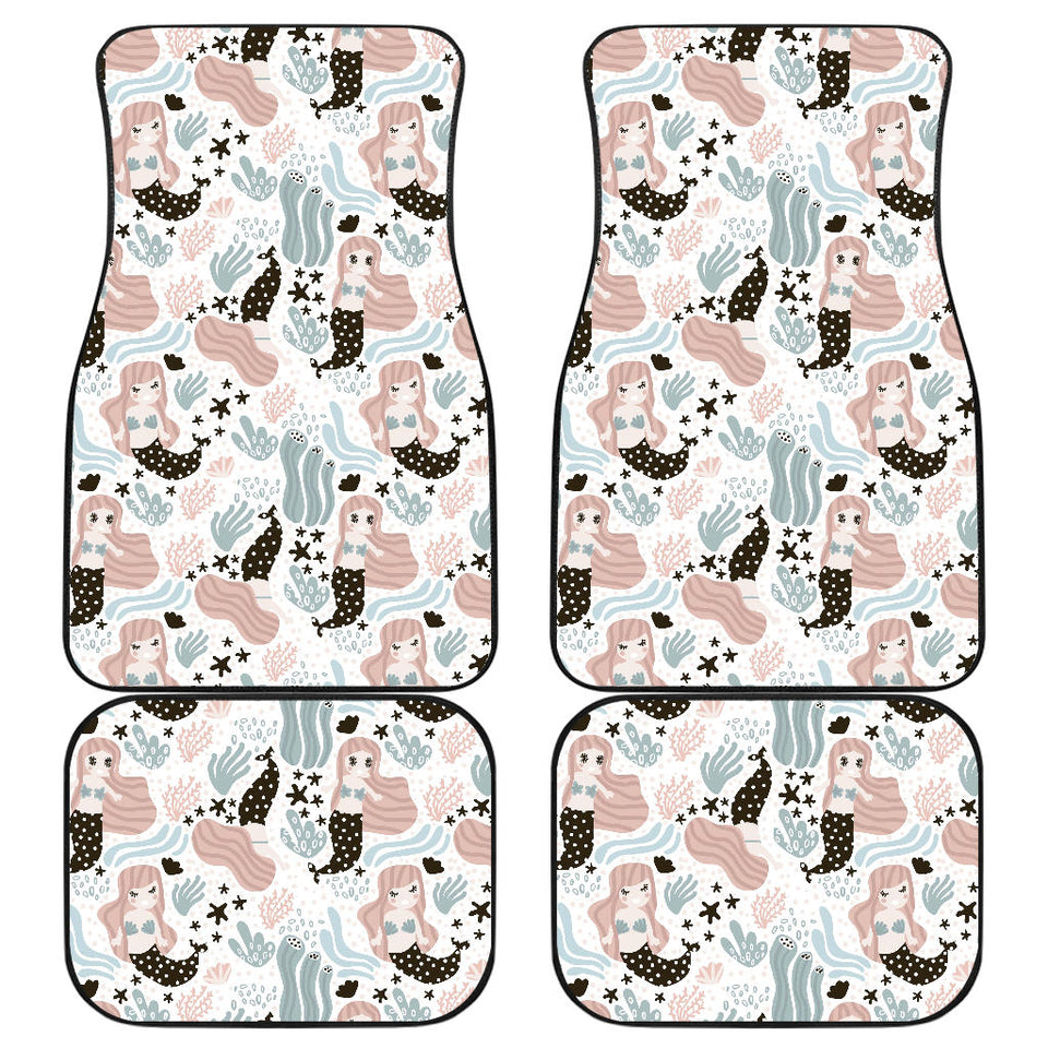 Cute Mermaid Pattern Front And Back Car Mats