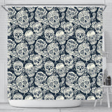 Sugar Skull Black White Pattern Shower Curtain Fulfilled In US