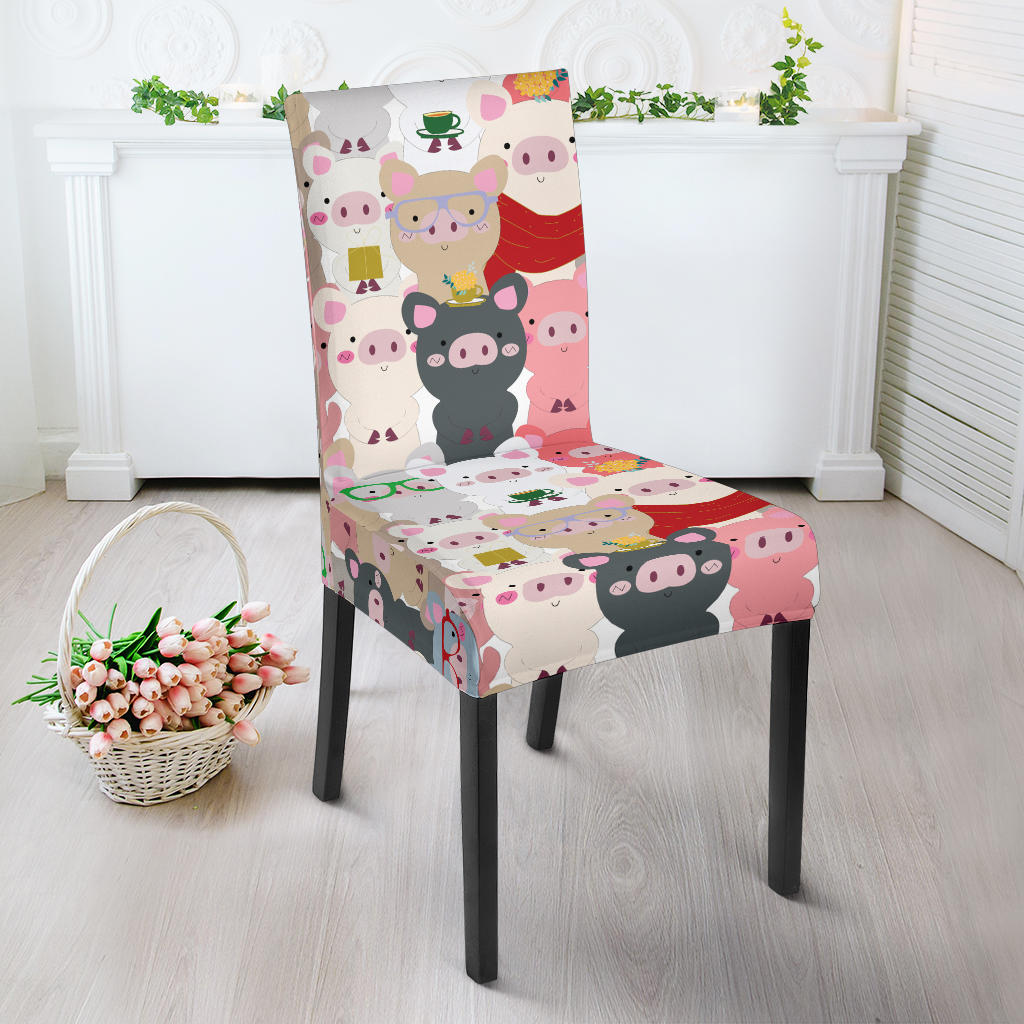 Pig Pattern Print Design 02 Dining Chair Slipcover