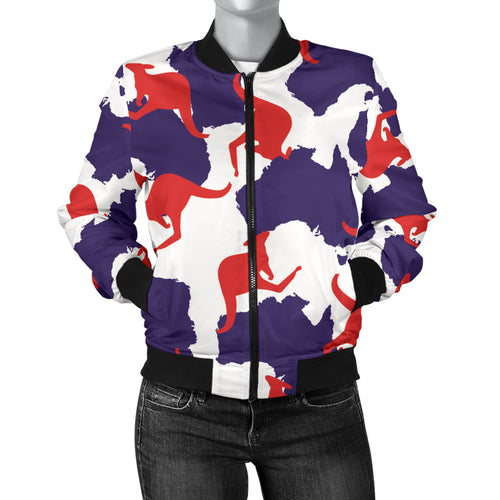 Kangaroo Australian Pattern Women'S Bomber Jacket