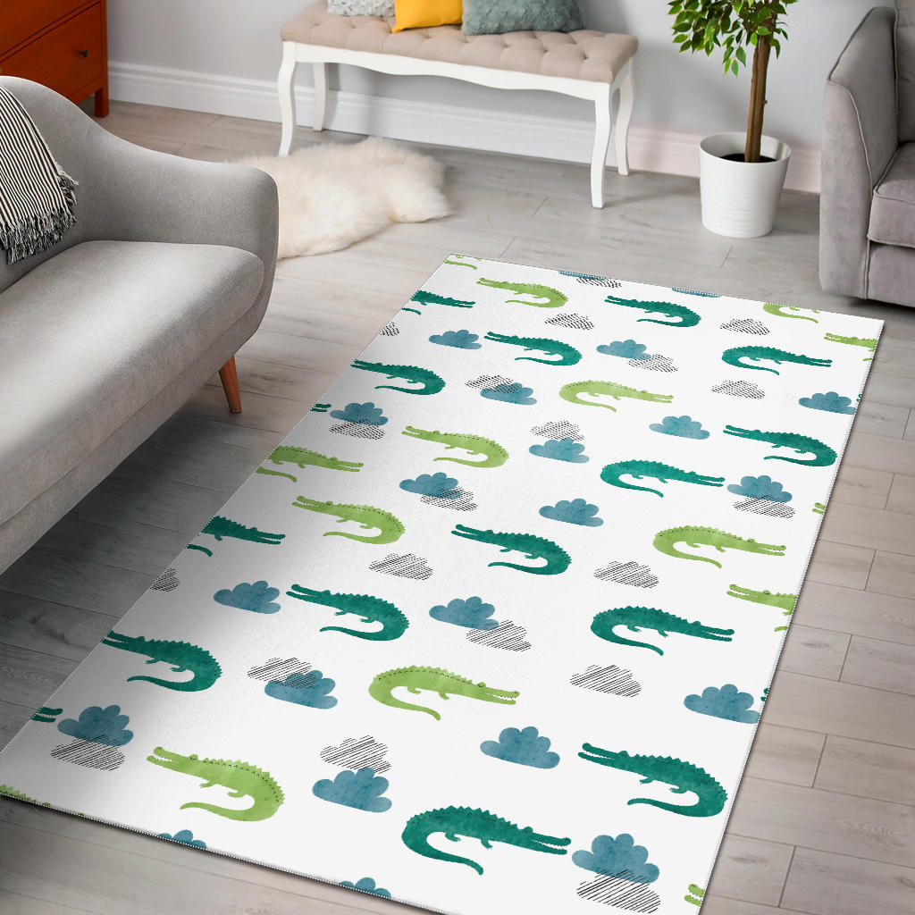 Watercolor Crocodile Pattern Area Rug