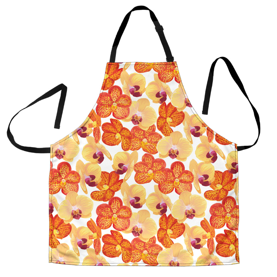 Orange Yellow Orchid Flower Pattern Background Adjustable Apron