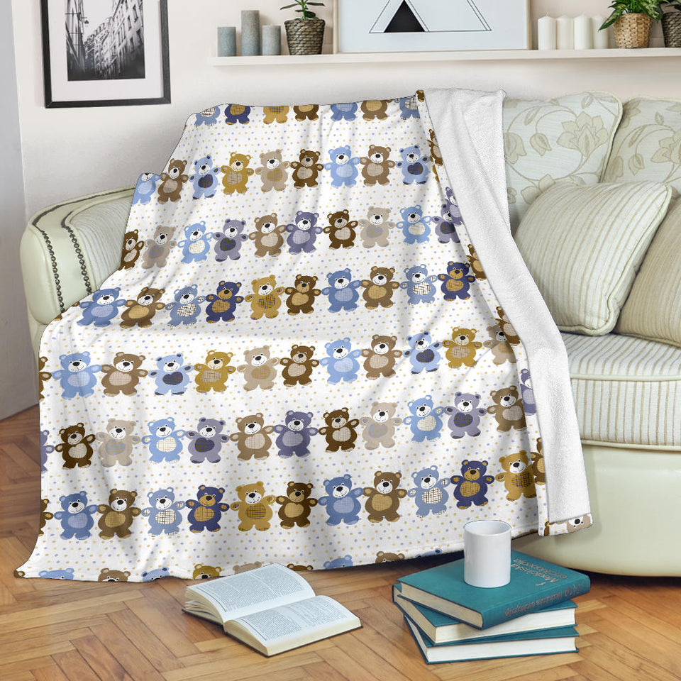 Teddy Bear Pattern Print Design 02 Premium Blanket