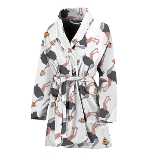 Ostrich Pattern Print Design 02 Women's Bathrobe