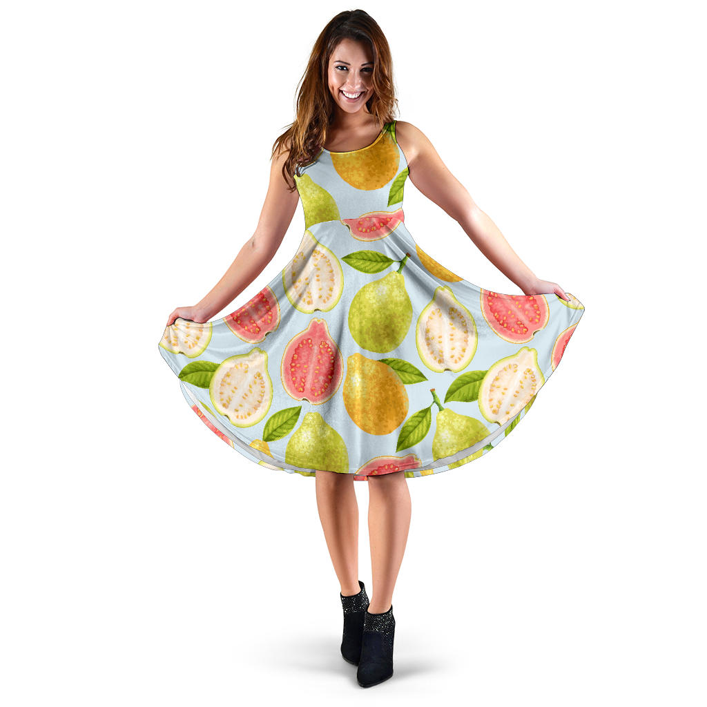 Guava Design Pattern Sleeveless Midi Dress