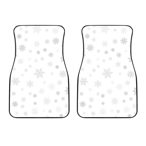 Snowflake Pattern White Background Front Car Mats