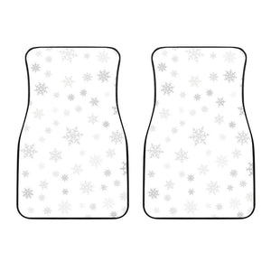 Snowflake Pattern White Background Front Car Mats