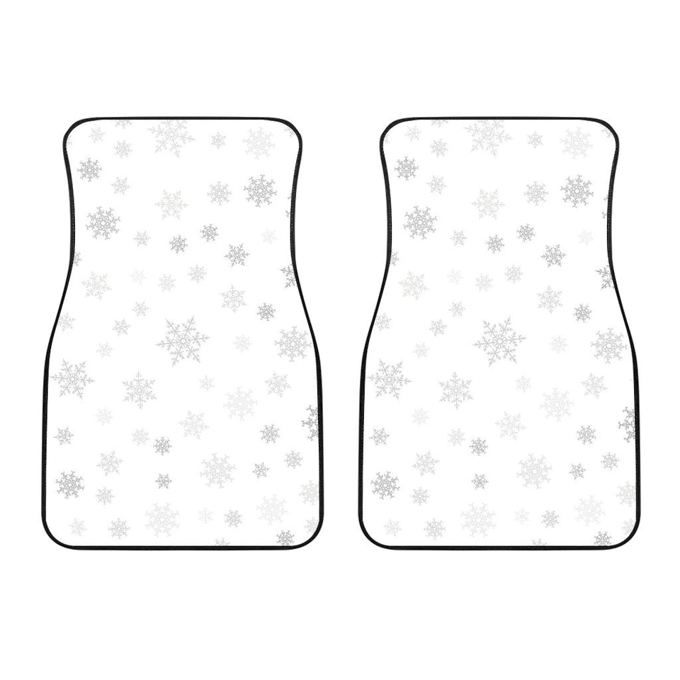 Snowflake Pattern White Background Front Car Mats