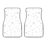 Snowflake Pattern White Background Front Car Mats