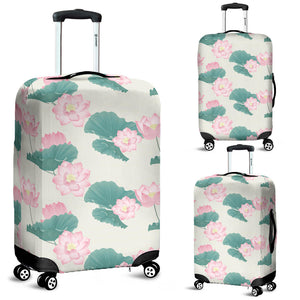 Pink Lotus Waterlily Leaves Pattern Luggage Covers