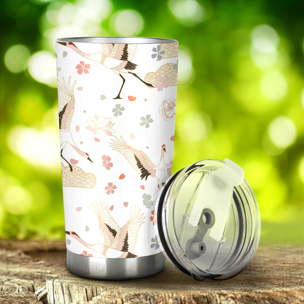 Beautiful Japanese Cranes Pattern Tumbler