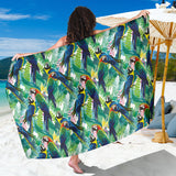 Colorful Parrot Exotic Flower Leaves Sarong