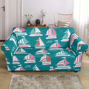 Cute Sailboat Pattern Loveseat Couch Slipcover