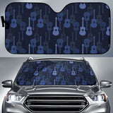 Blue Theme Guitar Pattern Car Sun Shade