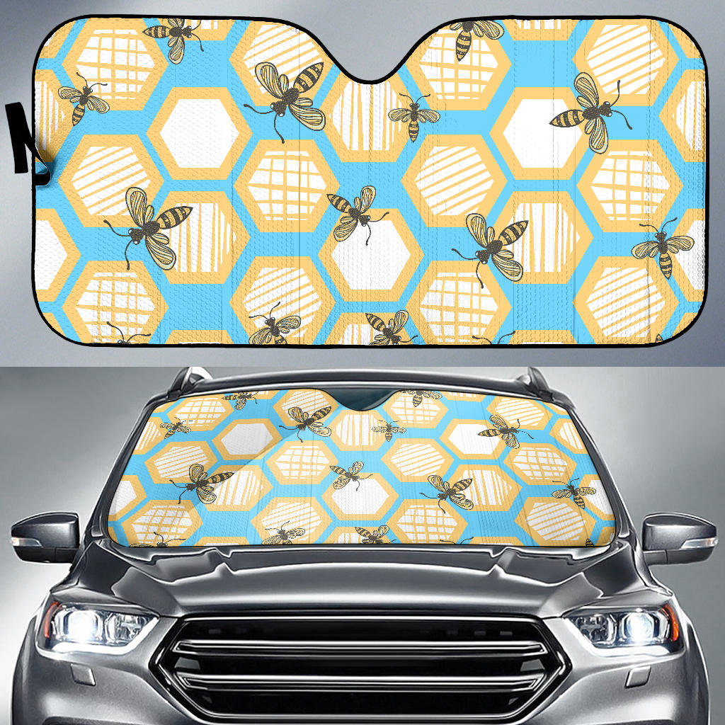 Bee Honeycomb Pattern Car Sun Shade