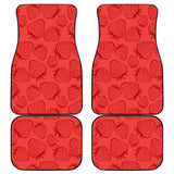 Strawberry Pattern Red Background Front And Back Car Mats