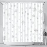 Snowflake Pattern White Background Shower Curtain Fulfilled In US