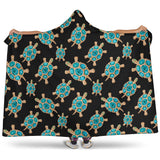 Sea Turtle Blue Stone Pattern Hooded Blanket