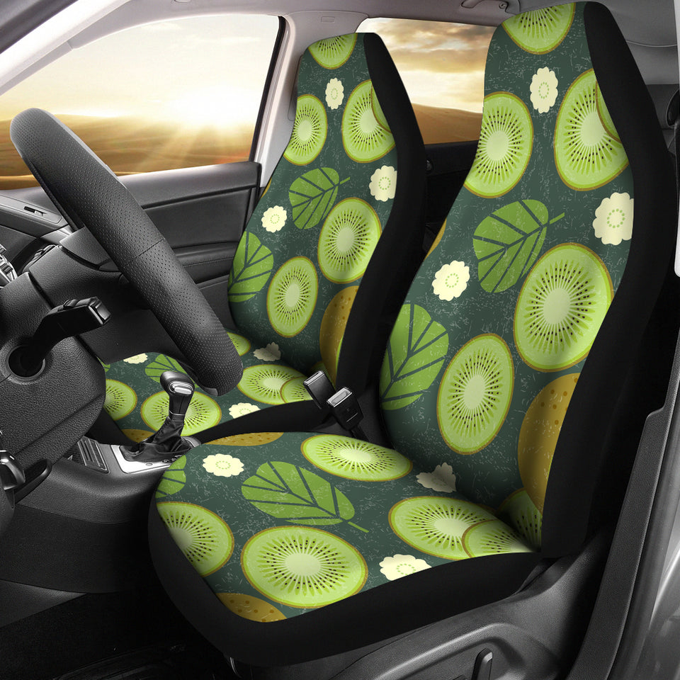 Whole Sliced Kiwi Leave And Flower Universal Fit Car Seat Covers