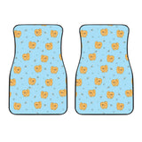 Brown Cute Pomeranian Blue Blackground Front Car Mats