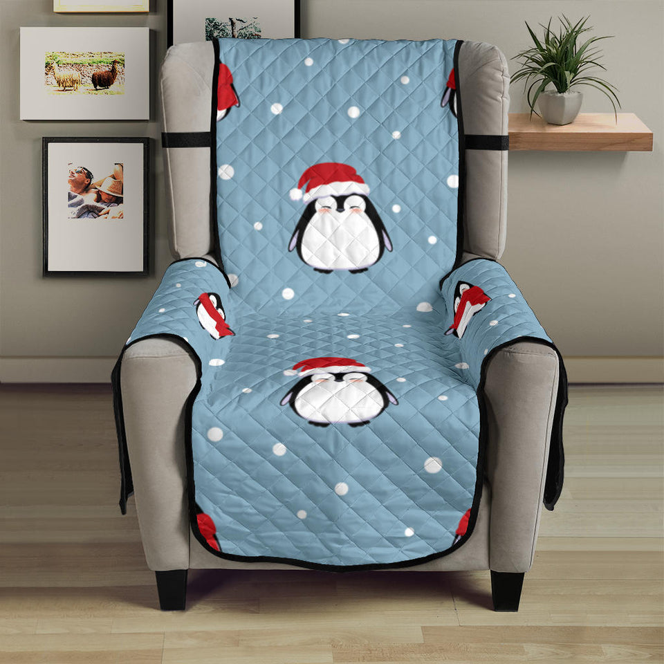 Cute penguin christmas snow pattern Chair Cover Protector
