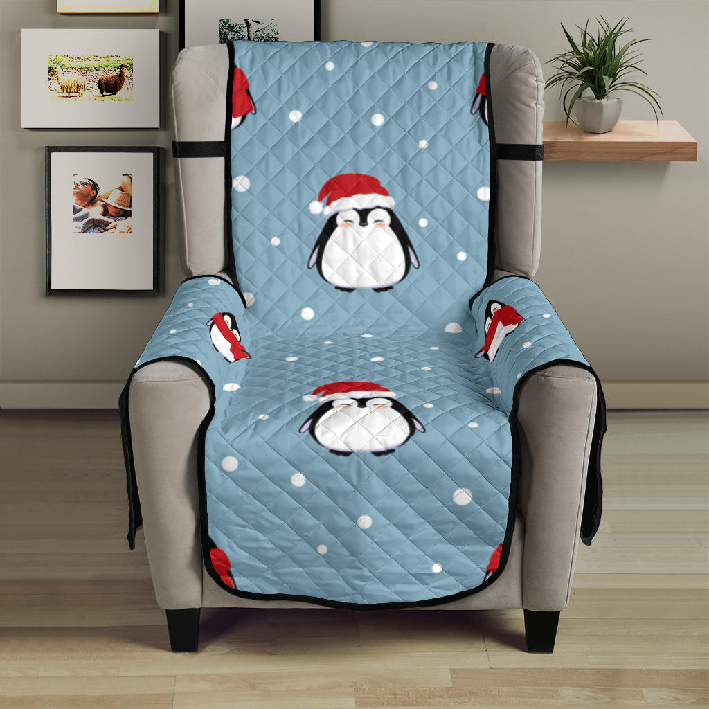 Cute penguin christmas snow pattern Chair Cover Protector