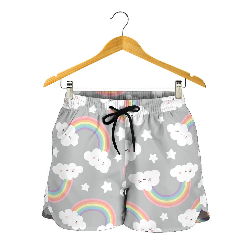 Cute Rainbow Clound Star Pattern Women Shorts