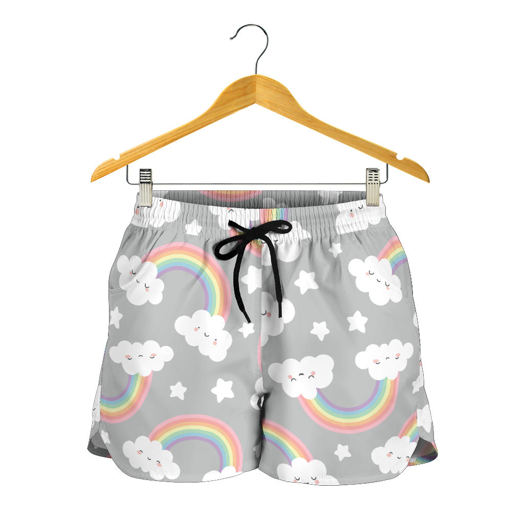 Cute Rainbow Clound Star Pattern Women Shorts