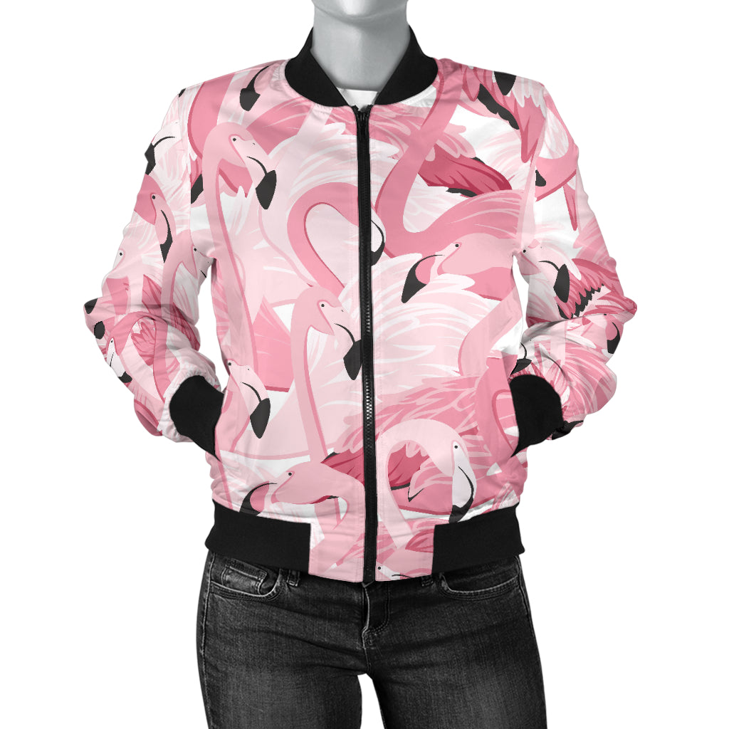 Pink Flamingos Pattern Background Women'S Bomber Jacket