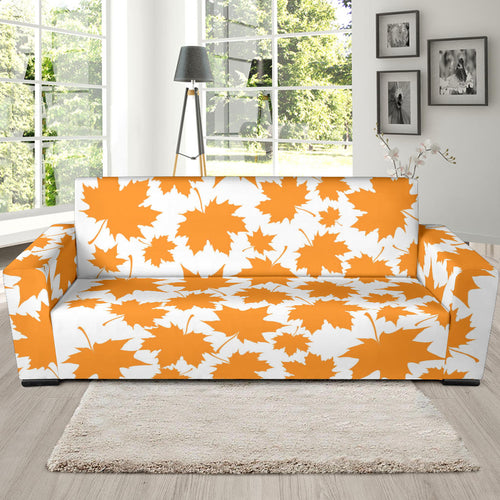 Orange Maple Leaf Pattern Sofa Slipcover