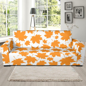 Orange Maple Leaf Pattern Sofa Slipcover