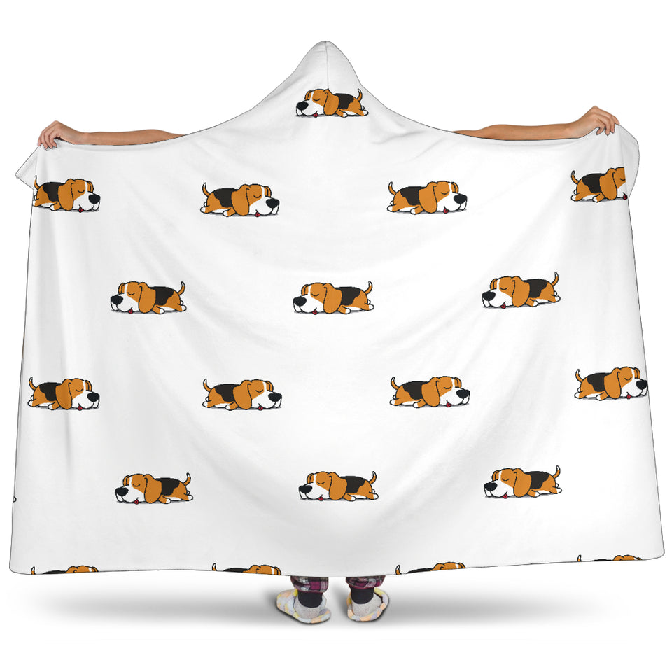 Cute Beagle Dog Sleeping Pattern Hooded Blanket