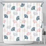 Black Gray Cream Coral Ginkgo Leaves Pattern Shower Curtain Fulfilled In US