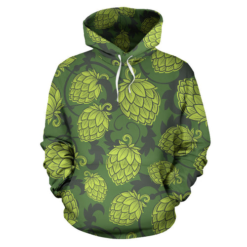 Hop Pattern Hop Cone Background Men Women Pullover Hoodie