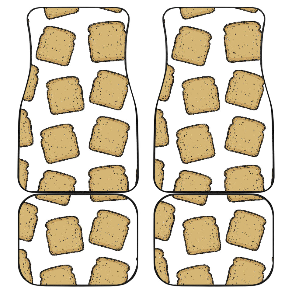 Bread Toast Pattern Print Design 03 Front and Back Car Mats