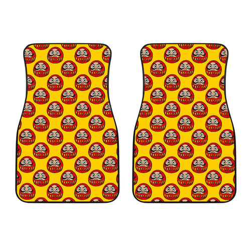 Daruma Japanese Wooden Doll Yellow Background Front Car Mats