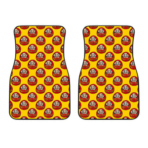 Daruma Japanese Wooden Doll Yellow Background Front Car Mats
