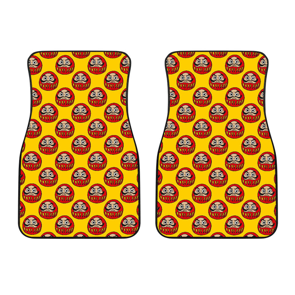 Daruma Japanese Wooden Doll Yellow Background Front Car Mats