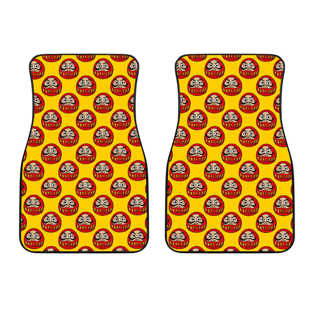 Daruma Japanese Wooden Doll Yellow Background Front Car Mats
