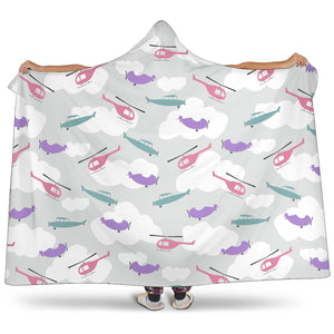Helicopter Plane Pattern Hooded Blanket