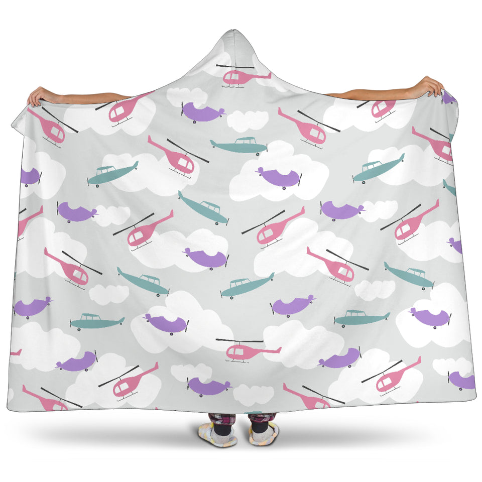 Helicopter Plane Pattern Hooded Blanket