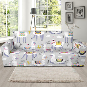 Cute Llama Alpaca Pattern Sofa Slipcover