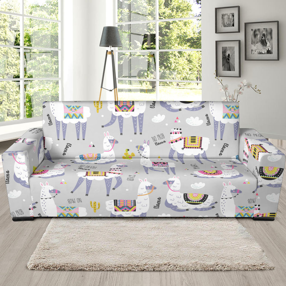 Cute Llama Alpaca Pattern Sofa Slipcover