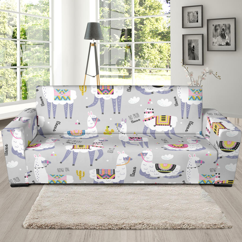 Cute Llama Alpaca Pattern Sofa Slipcover