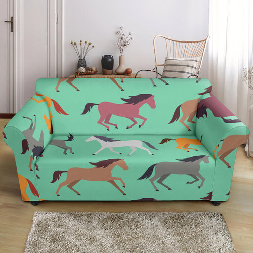 Colorful Horses Pattern Loveseat Couch Slipcover
