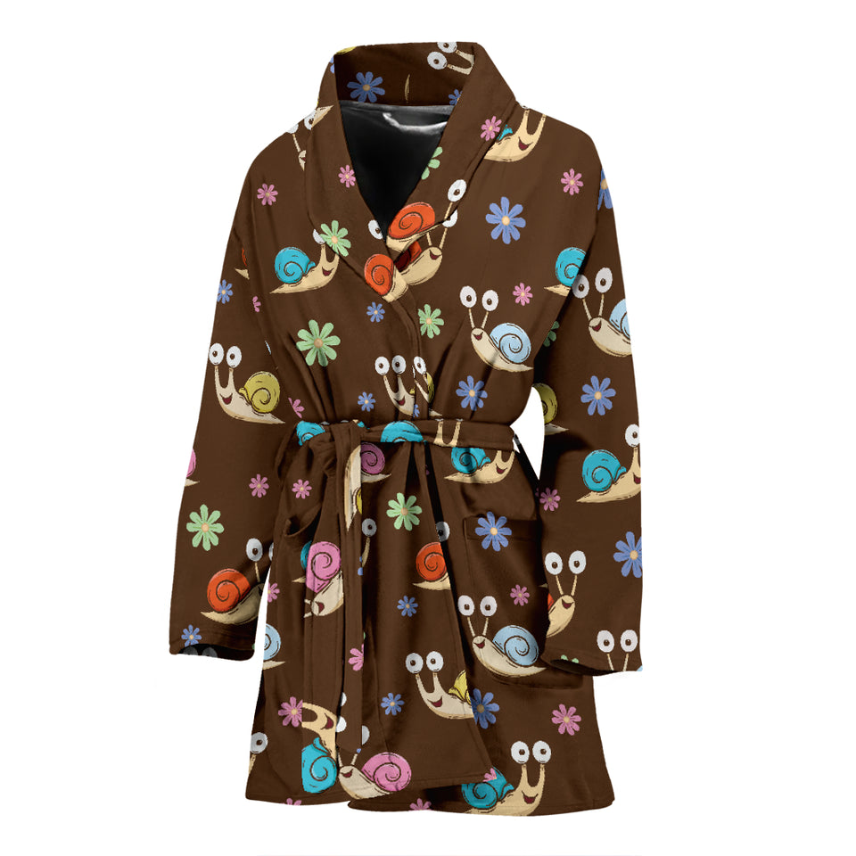 Snail Pattern Print Design 03 Women's Bathrobe