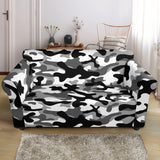 Black White Camo Camouflage Pattern Loveseat Couch Slipcover