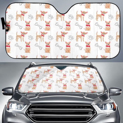 Chihuahua Bone Paw Pattern Car Sun Shade